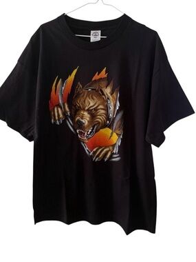 Vintage Rude Pit Bull Claw Mark Black Graphic T Shirt Men XL Biker 00s Y2K Edgy